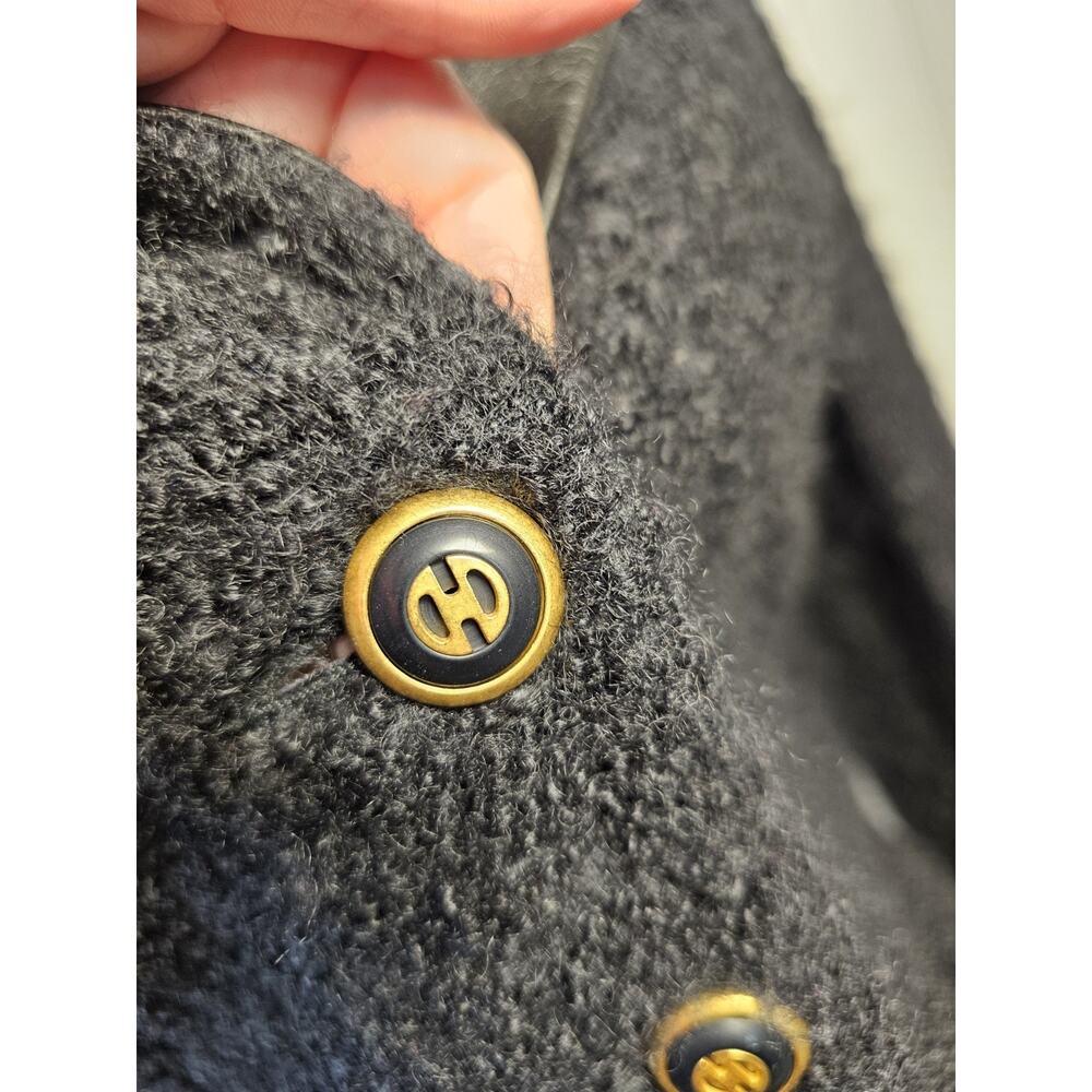 Celine Paris Vintage Wool Mohair Leather Blazer Women's Size 42 Authenticated - Picture 4 of 12